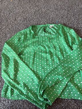 Jules & Leopold Green and White Diamond Print Blouse large